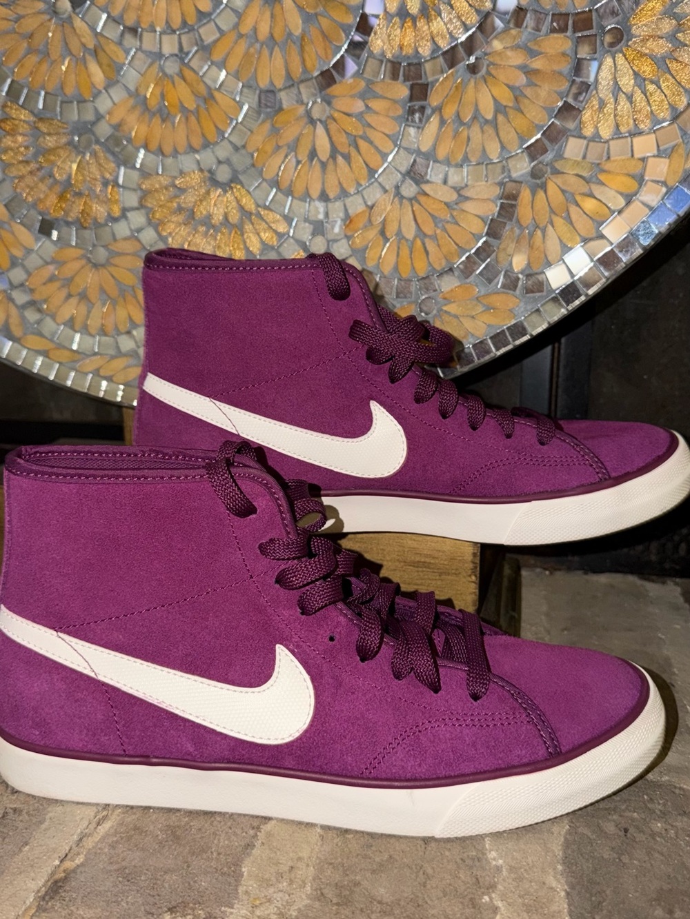 Nike Primo Court Women's Suede Mid-Top Sneakers, 630656 515 Mulberry Size 9